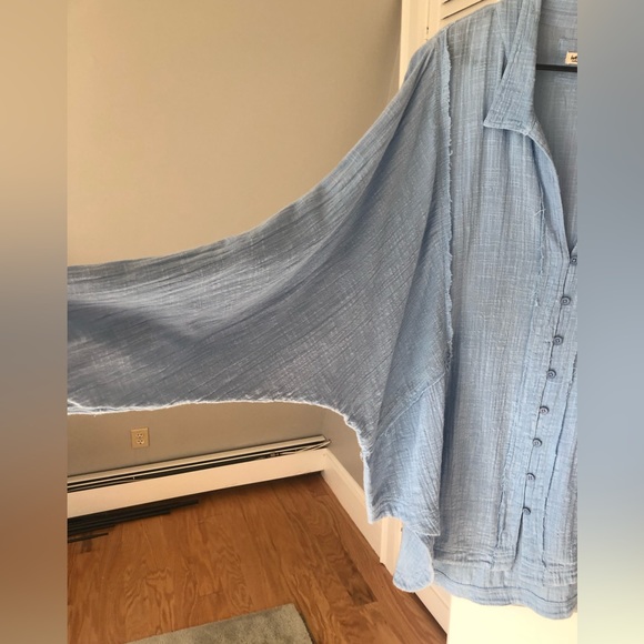 FP We The Free Oversized Cotton Button Down Shirt size LG EUC - Picture 5 of 11